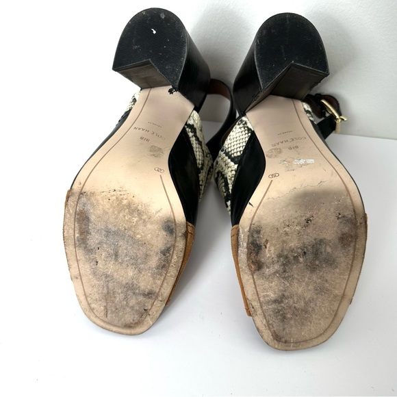 Cole Haan Boho Roccia Snake Black Tabby High Heel Peep Toe Slingback Sandal - Picture 13 of 13